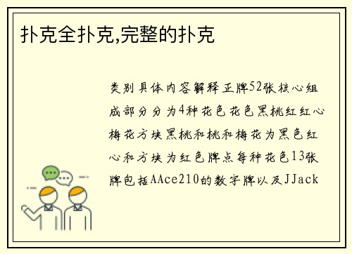 扑克全扑克,完整的扑克